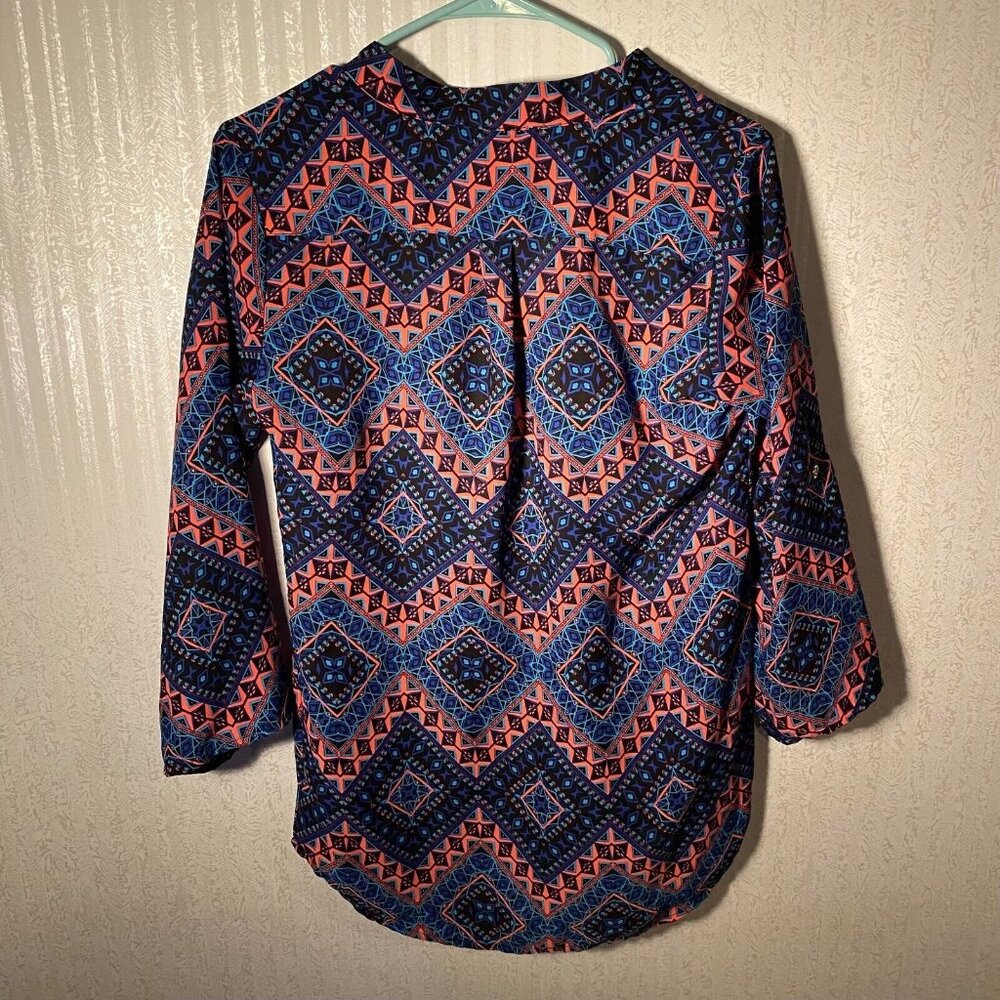 Women's Wishful Park Vibrant Pretty Blue & Pink Dressy Blouse Size‎ Medium - Picture 2 of 8
